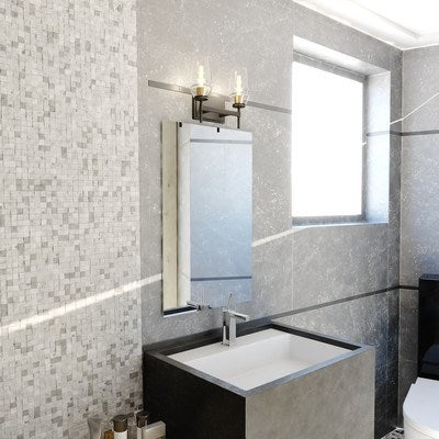 2 Light Vanity Light Matte Black and Brushed Brass