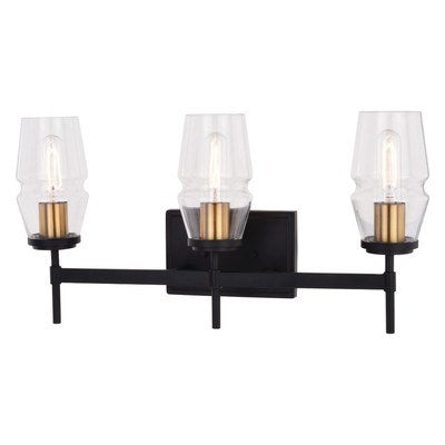 3 Light Vanity Light Matte Black and Brushed Brass by Vaxcel International