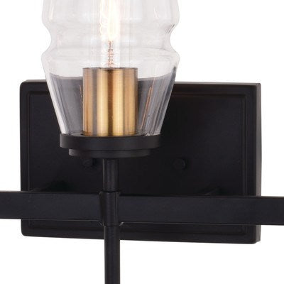 3 Light Vanity Light Matte Black and Brushed Brass