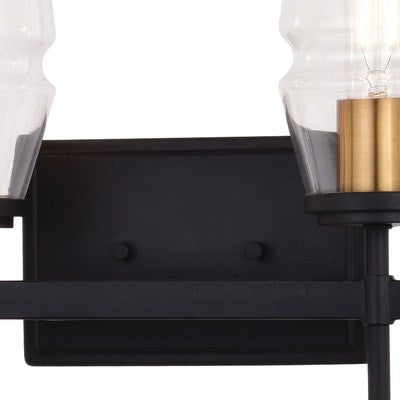 4 Light Vanity Light Matte Black and Brushed Brass