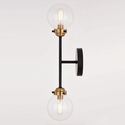 2 Light Wall Light Oil Rubbed Bronze and Muted Brass