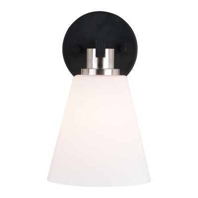 1 Light Vanity Matte Black and Satin Nickel