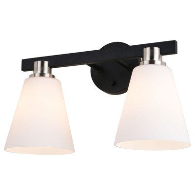 2 Light Vanity Matte Black and Satin Nickel by Vaxcel International