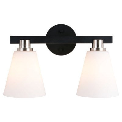 2 Light Vanity Matte Black and Satin Nickel