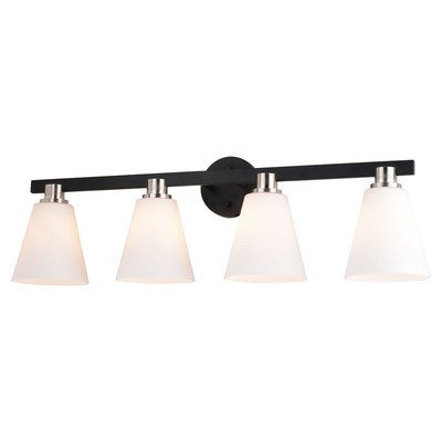 4 Light Vanity Matte Black with Satin Nickel by Vaxcel International