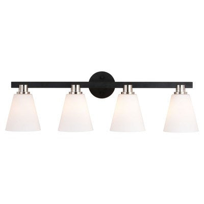 4 Light Vanity Matte Black with Satin Nickel
