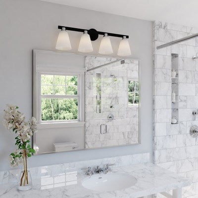 4 Light Vanity Matte Black with Satin Nickel