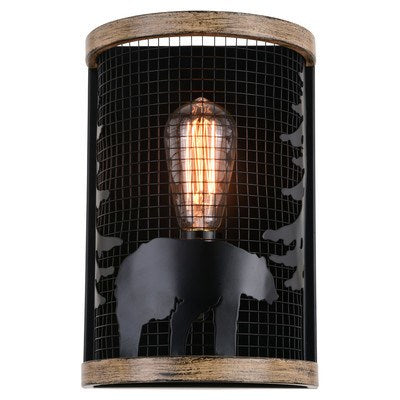 8-in. Wall Light Black and Burnished Teak by Vaxcel International