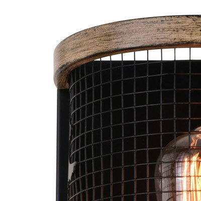 8-in. Wall Light Black and Burnished Teak