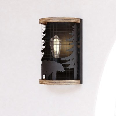8-in. Wall Light Black and Burnished Teak