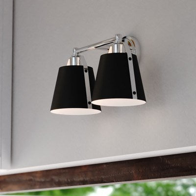16-in. 2 Light Vanity Matte Black and Chrome