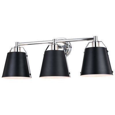 24.25-in. 3 Light Vanity Matte Black and Chrome by Vaxcel International
