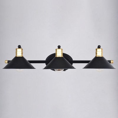3 Light Vanity Matte Black and Natural Brass with Matte White