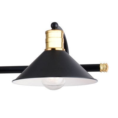 4 Light Vanity Matte Black and Natural Brass with Matte White