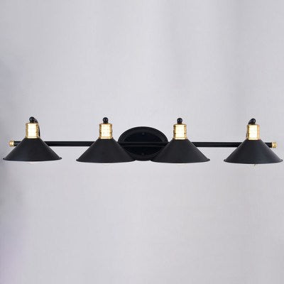 4 Light Vanity Matte Black and Natural Brass with Matte White