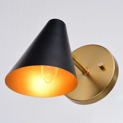 4.5-in. Wall Light Matte Black and Satin Brass