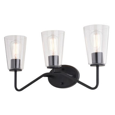 3 Light Vanity Matte Black by Vaxcel International