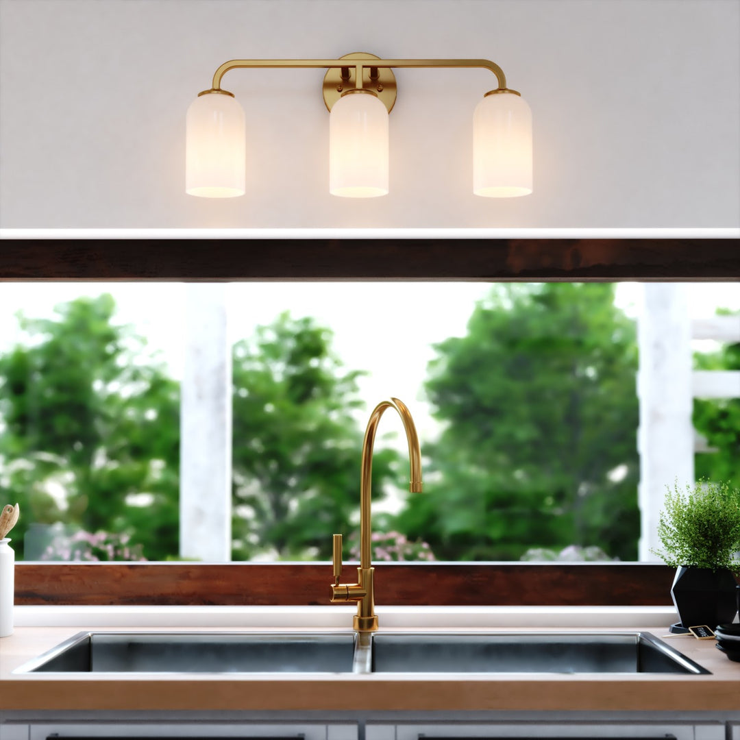 23-in. W 3 Light Vanity Natural Brass