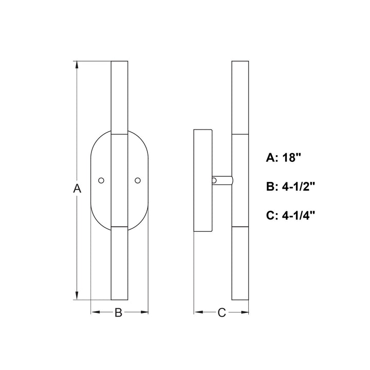 18-in. 2 Light LED Wall Light Chrome