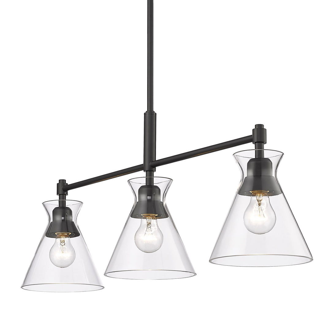 Linear Pendant In Matte Black With Clear Glass Shade by Golden