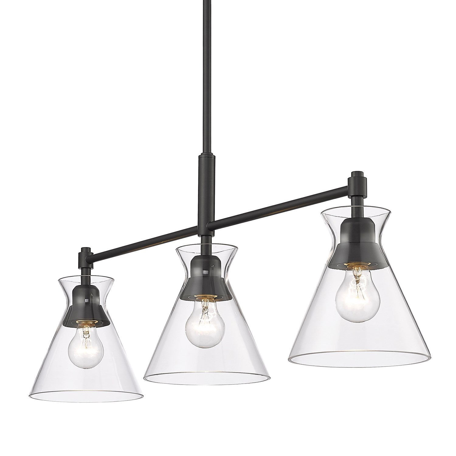 Linear Pendant In Matte Black With Clear Glass Shade by Golden