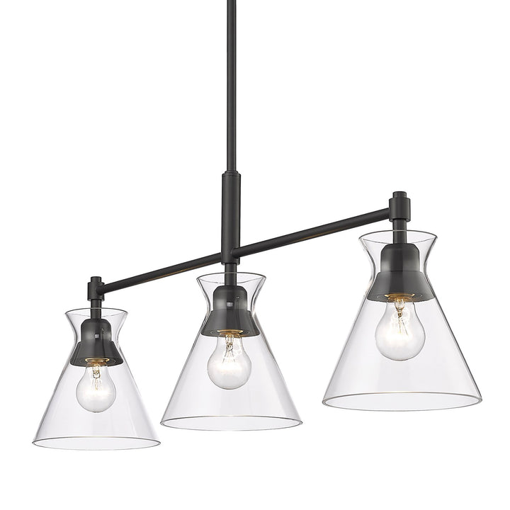 Linear Pendant In Matte Black With Clear Glass Shade by Golden