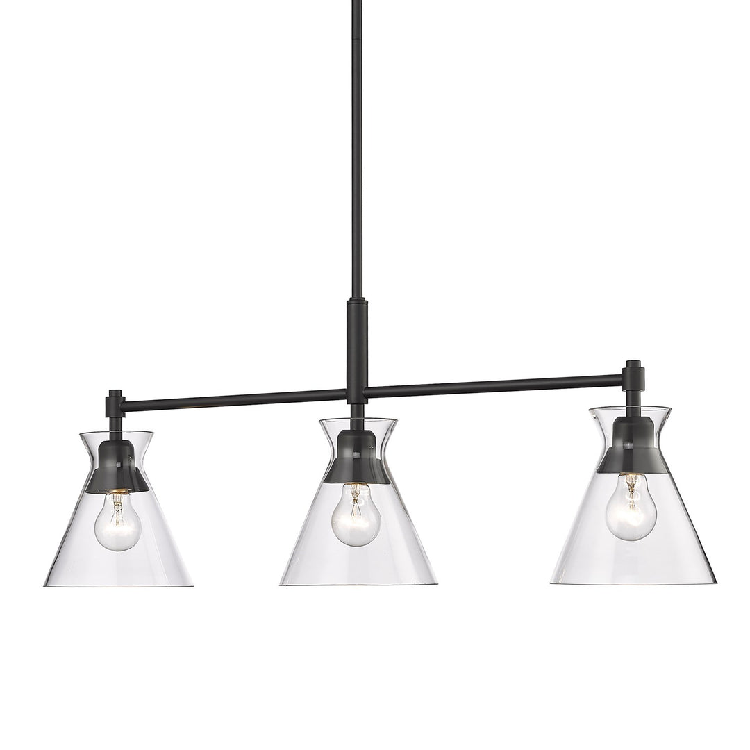 Linear Pendant In Matte Black With Clear Glass Shade