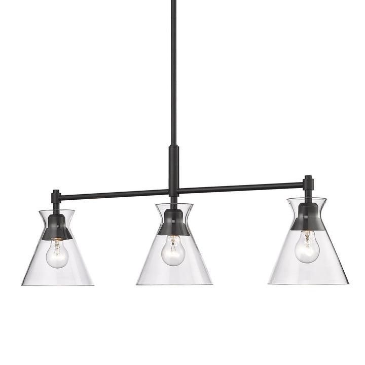 Linear Pendant In Matte Black With Clear Glass Shade
