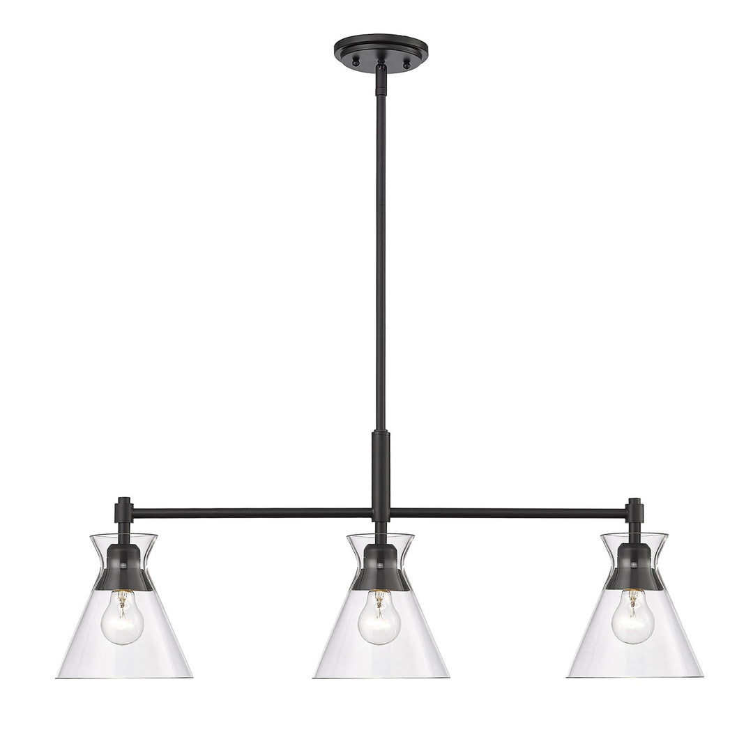 Linear Pendant In Matte Black With Clear Glass Shade