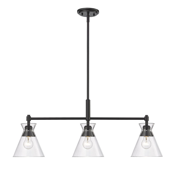 Linear Pendant In Matte Black With Clear Glass Shade