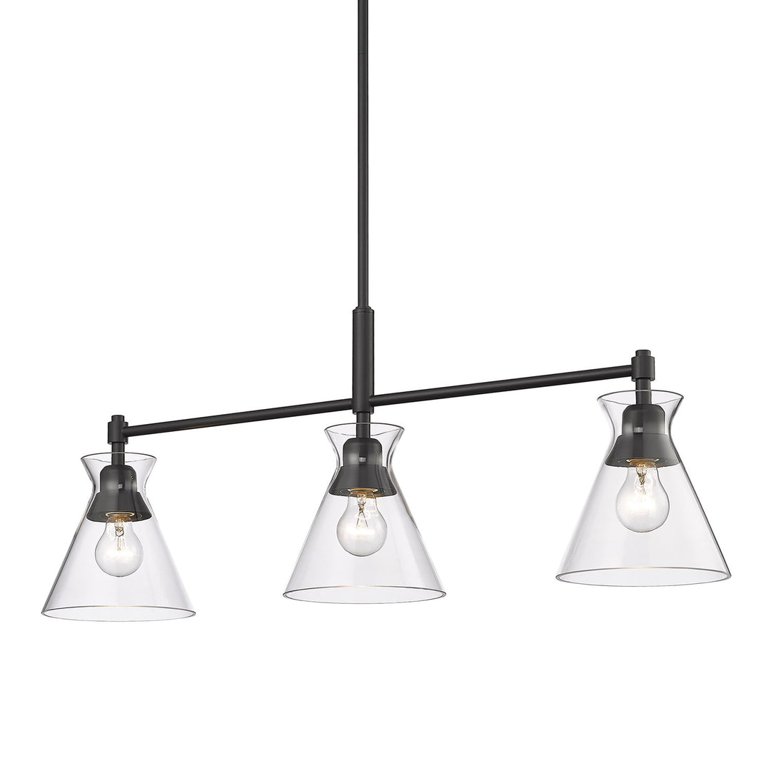 Linear Pendant In Matte Black With Clear Glass Shade