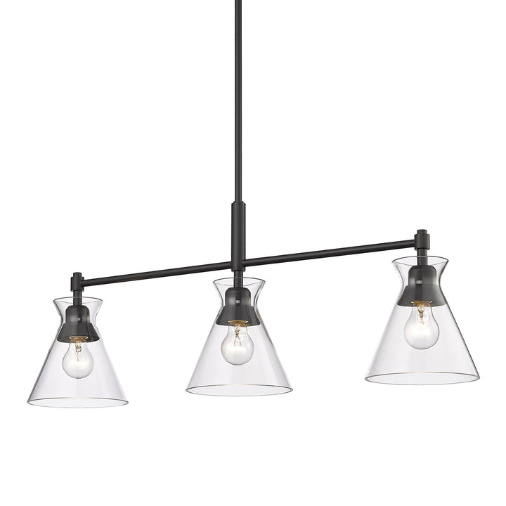 Linear Pendant In Matte Black With Clear Glass Shade