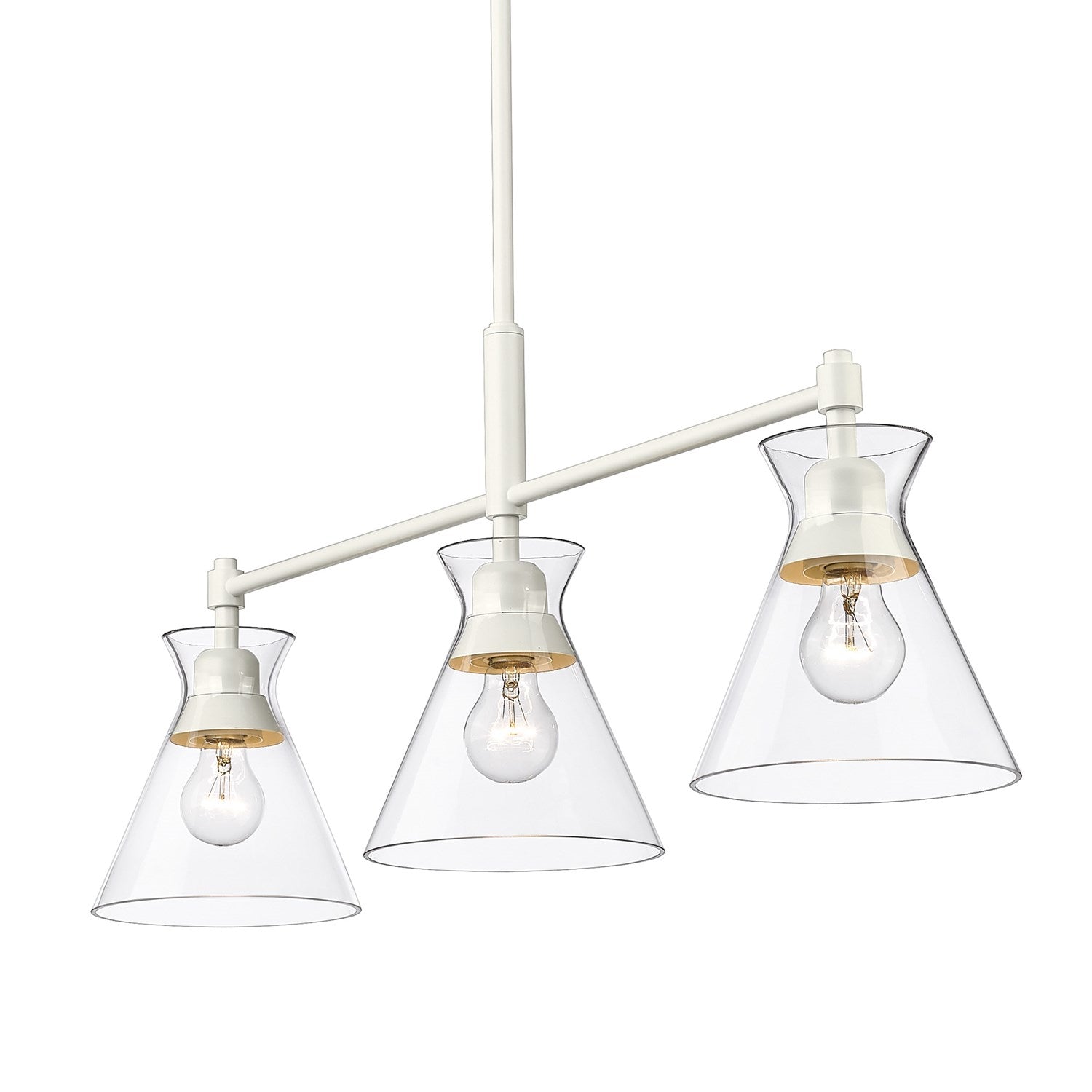 Wht Linear Pendant In Matte White With Clear Glass Shade by Golden