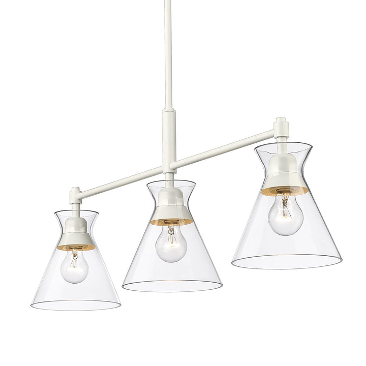 Wht Linear Pendant In Matte White With Clear Glass Shade by Golden