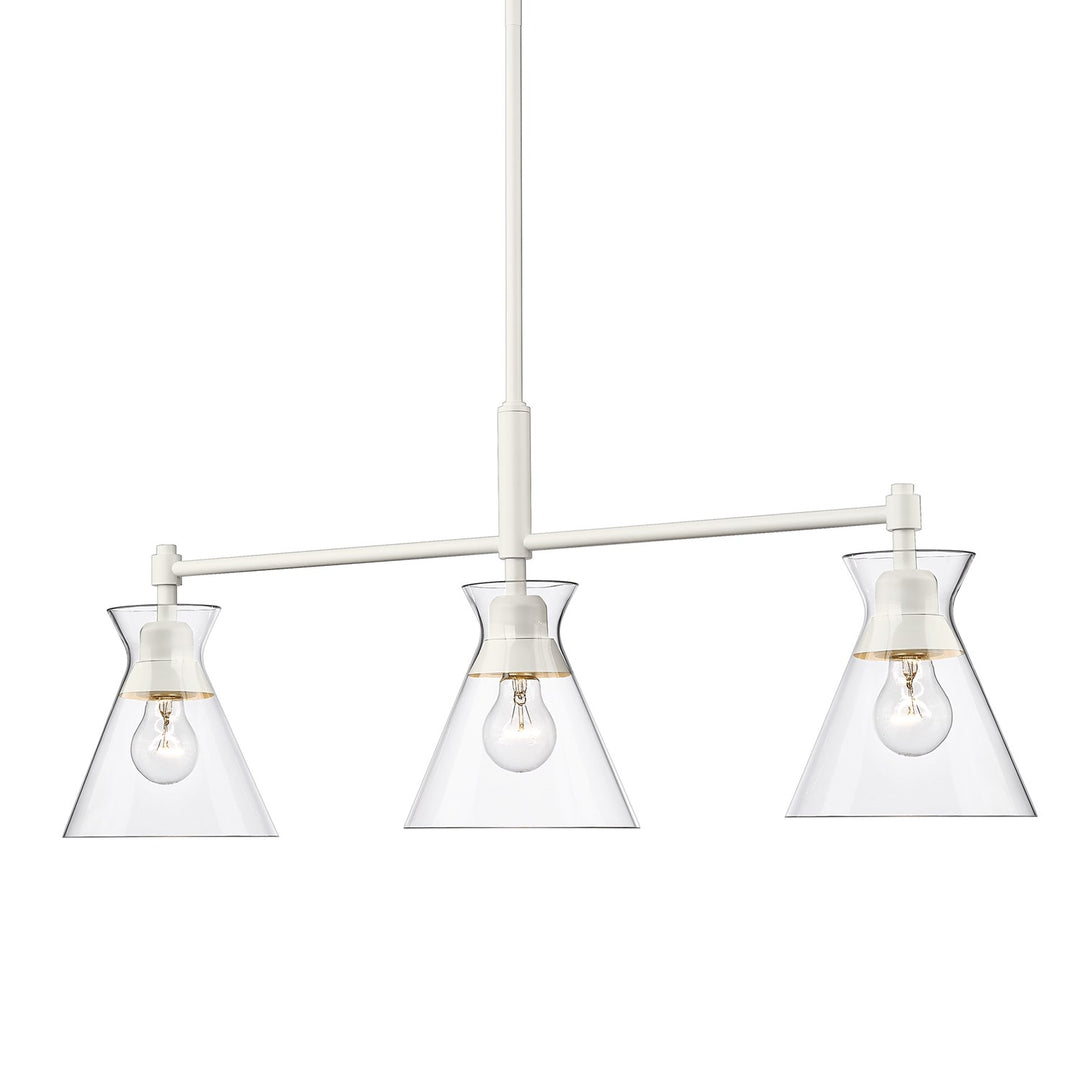 Wht Linear Pendant In Matte White With Clear Glass Shade
