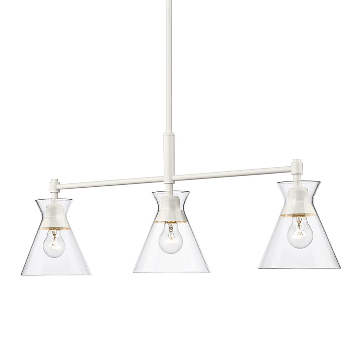 Wht Linear Pendant In Matte White With Clear Glass Shade