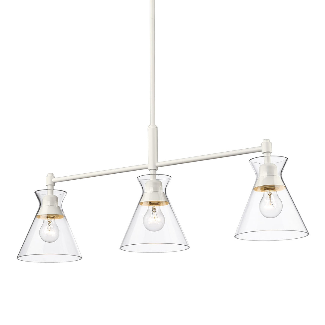 Wht Linear Pendant In Matte White With Clear Glass Shade