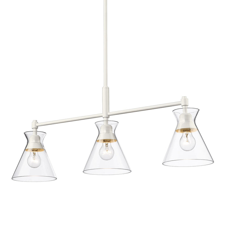 Wht Linear Pendant In Matte White With Clear Glass Shade