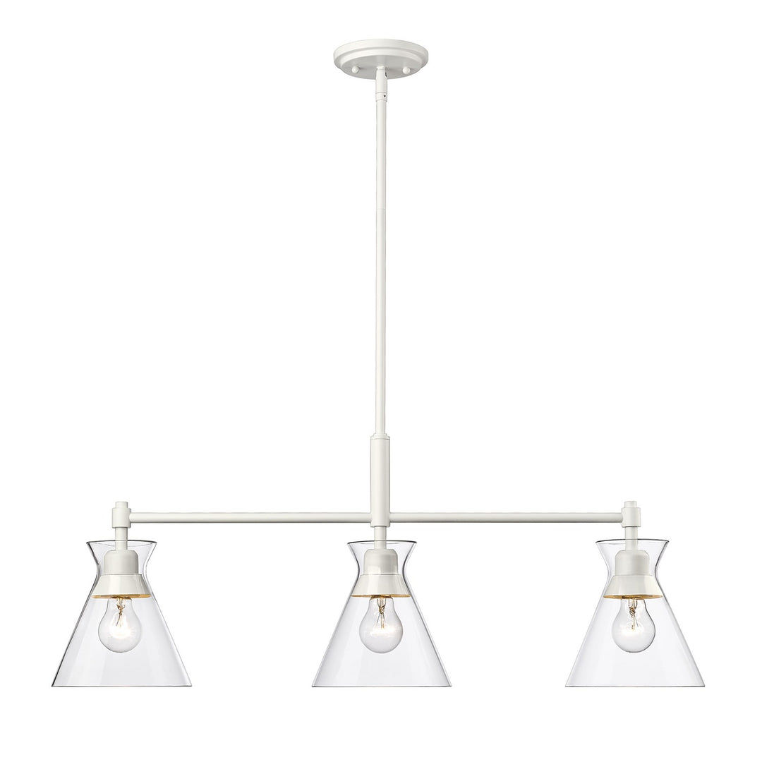 Wht Linear Pendant In Matte White With Clear Glass Shade
