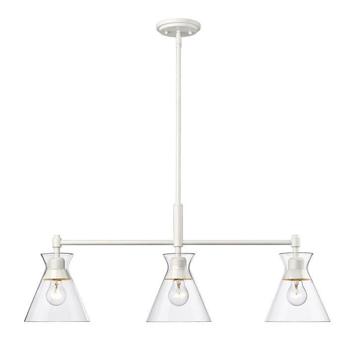 Wht Linear Pendant In Matte White With Clear Glass Shade