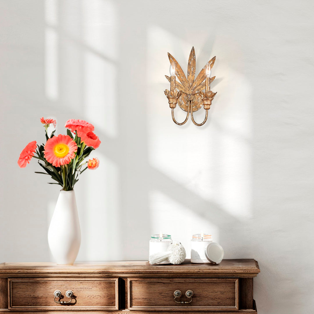 Hg 2 Light Wall Sconce In Heirloom Gold