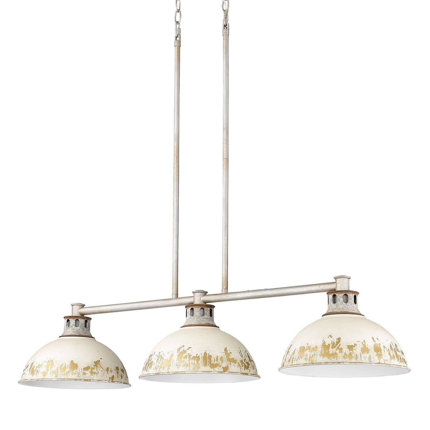 Linear Pendant In Aged Galvanized Steel With Antique Ivory Shade by Golden