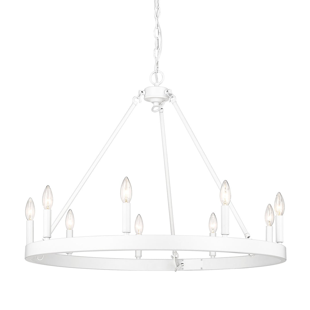 Wht 9 Light Chandelier In Matte White by Golden
