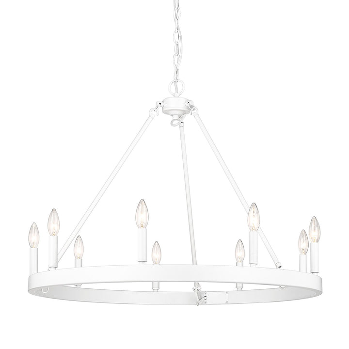 Wht 9 Light Chandelier In Matte White by Golden