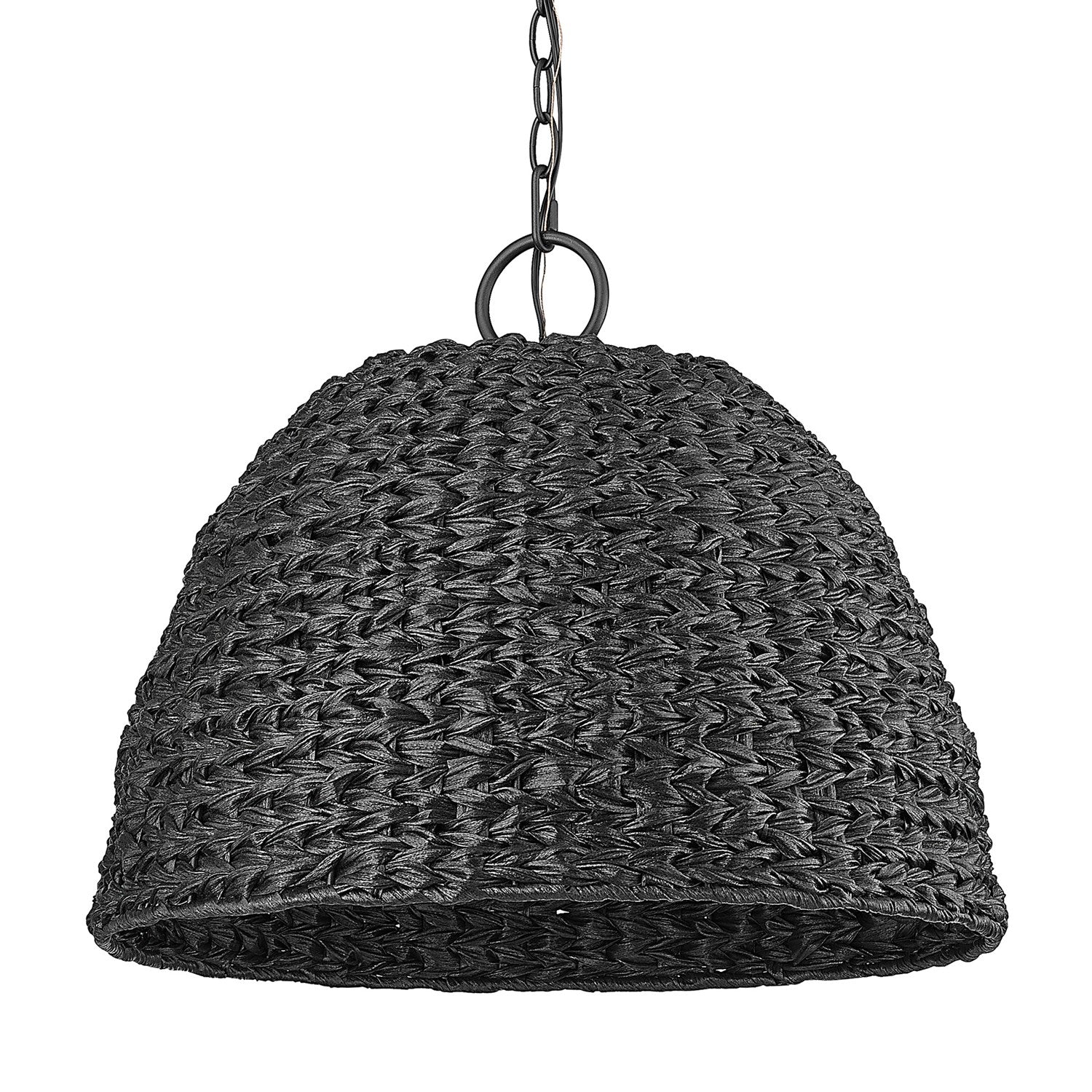 Nb 3 Light Pendant - Outdoor In Natural Black With Silken Black Wicker Shade by Golden