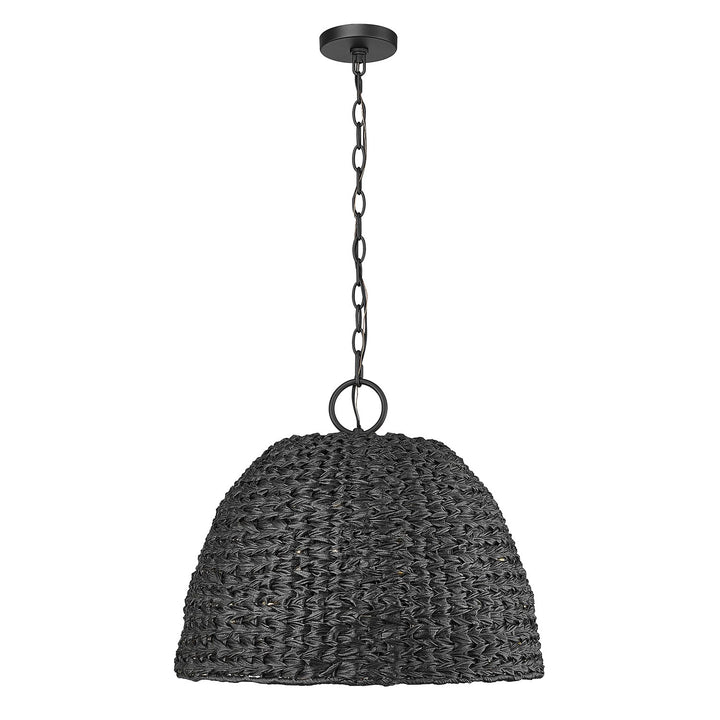 Nb 3 Light Pendant - Outdoor In Natural Black With Silken Black Wicker Shade