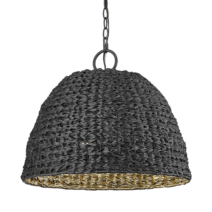 Nb 3 Light Pendant - Outdoor In Natural Black With Silken Black Wicker Shade
