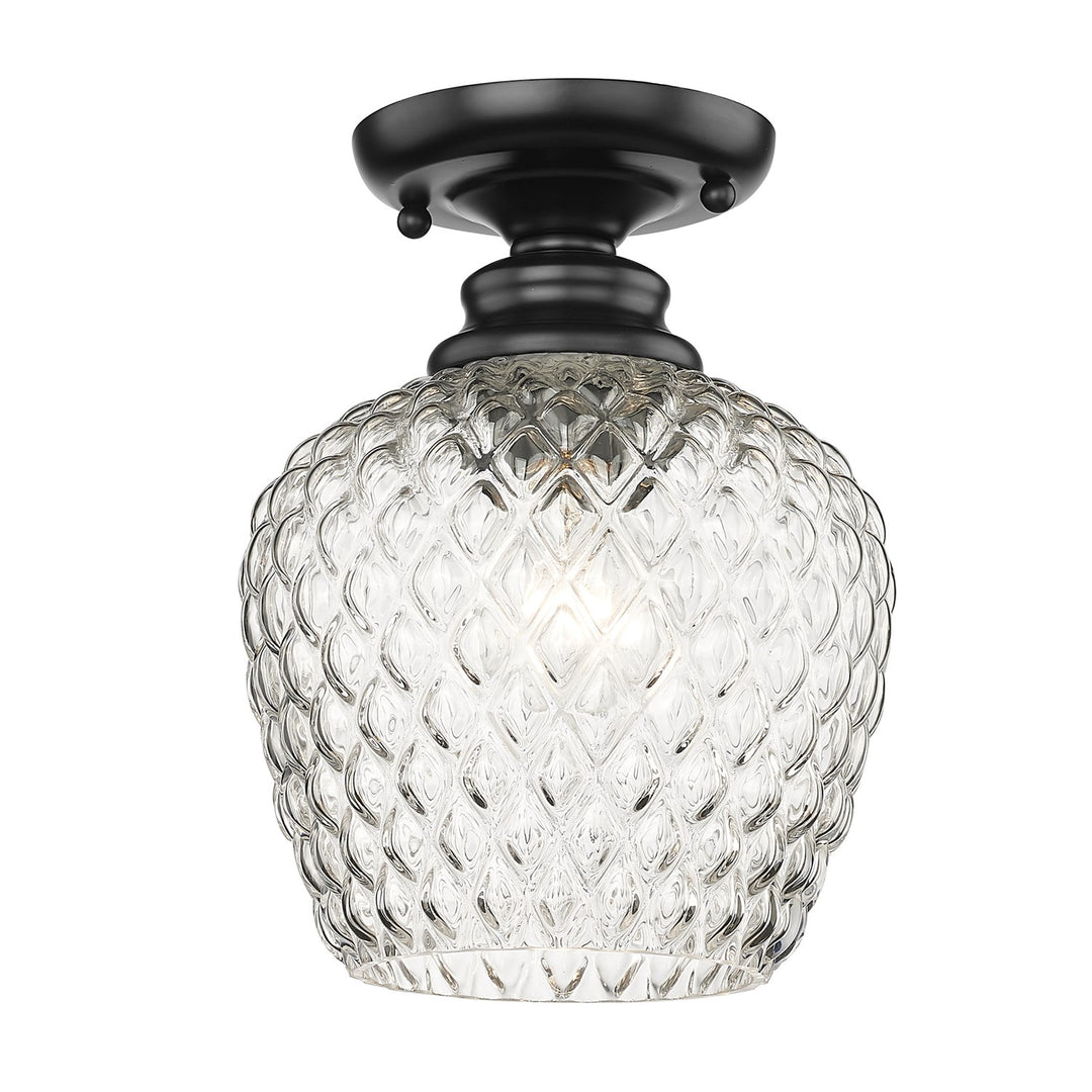 Semi-Flush In Matte Black With Clear Glass Shade by Golden