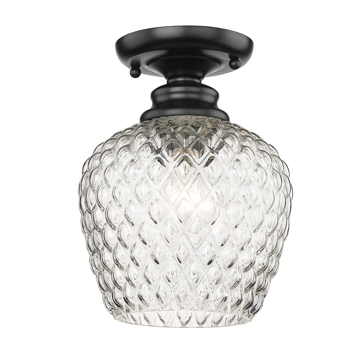 Semi-Flush In Matte Black With Clear Glass Shade by Golden