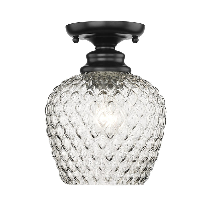 Semi-Flush In Matte Black With Clear Glass Shade